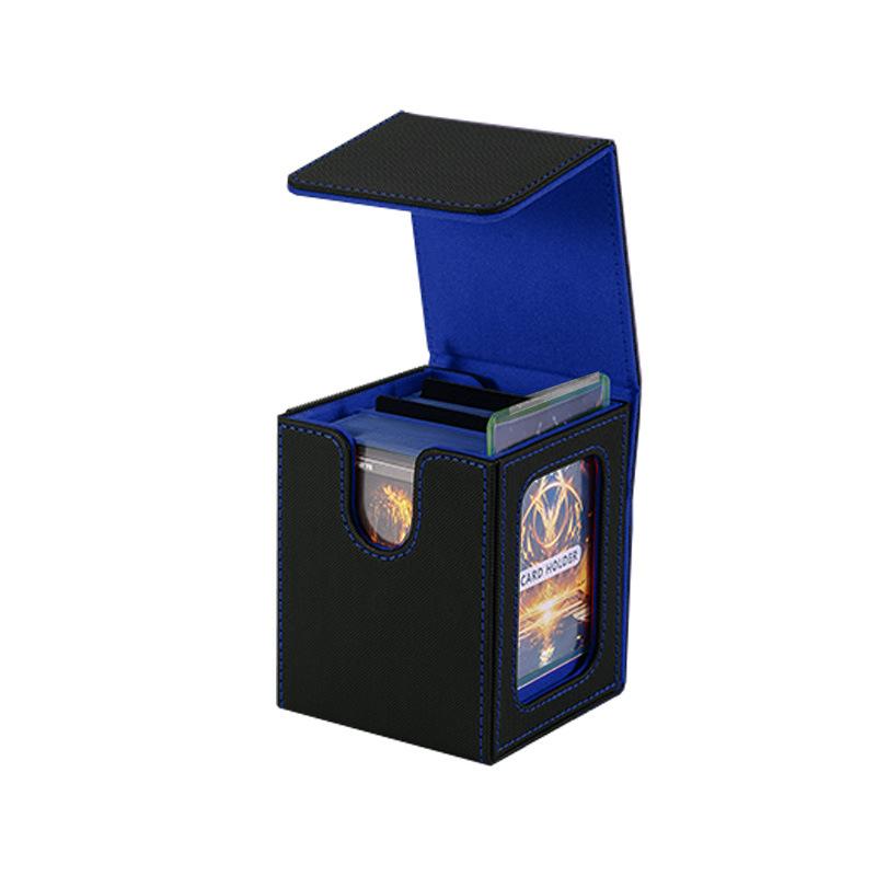 MTG Card Deck Box with Display Window, Trading Card Storage Box, Can Hold 120 + Single Sleeved Cards, Magnetic PU Leather Box