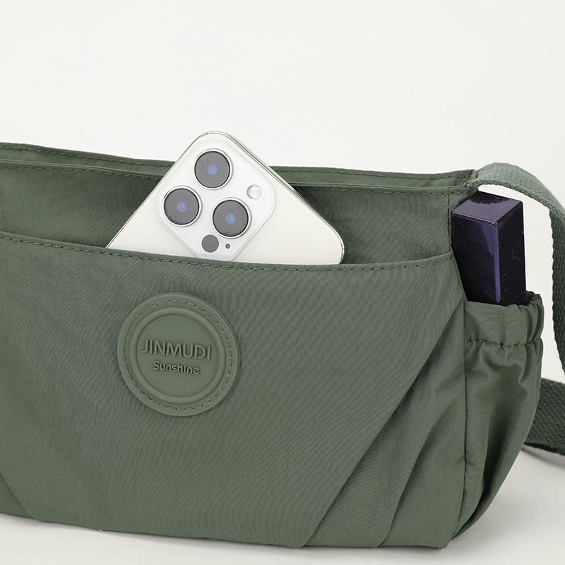 Pleated Multi-compartment Women's Bag Nylon Waterproof Lightweight Shoulder Bag