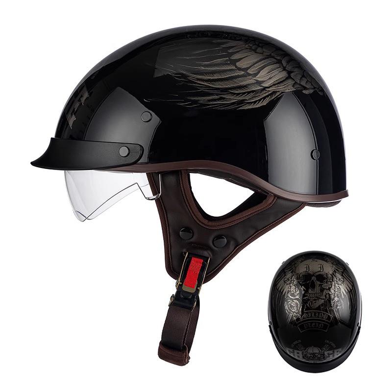 Vintage Harley Style Half Face Helmet 3C Certified Men Women Commuter Motorcycle