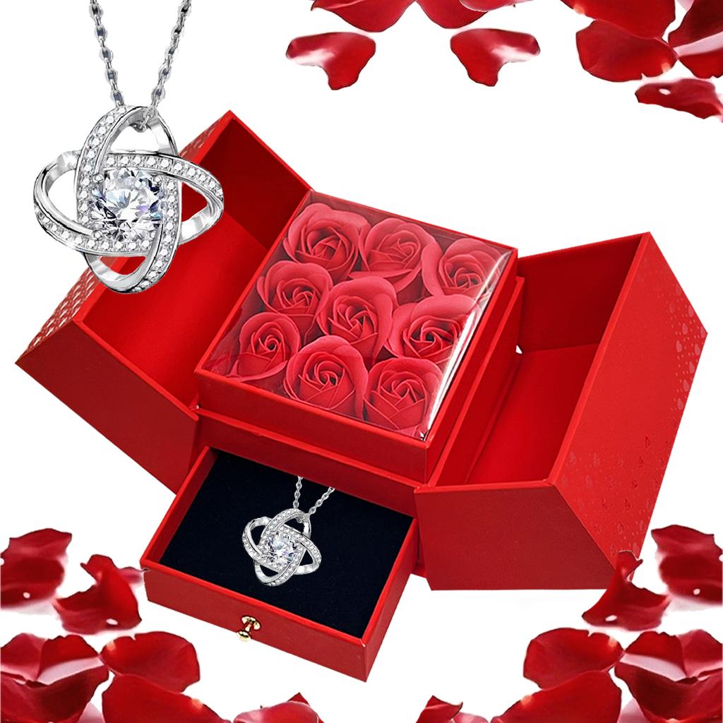 Luxury Heart-Shaped Necklace with Red Synthetic Zirconia Pendant,Romantic Gift for Mom,Birthday, Valentine'S Day, Wedding Party