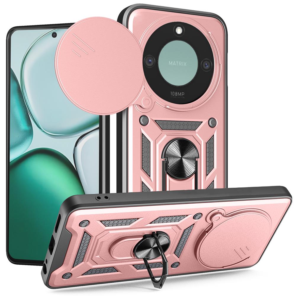 For Honor X60 5G/X9c Smart 5G Case with Slide Camera Lid PC+TPU Kickstand Phone Cover