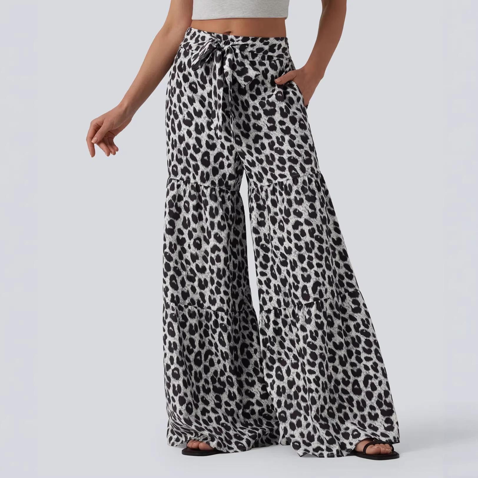 

Leopard Print Women s Flared Wide-Leg Casual Pants 2026 XXL білий