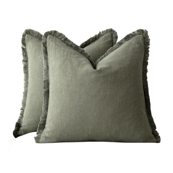 Povlak na polštář s krátkým třásňovým lemem čtvercový bohémský styl dekorace na kancelářskou pohovku