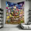 One Piece Sabo Fire Power Tapestry Flame Starry Background Anime Wall Hanging Backdrop for Bedroom Dorm Decor