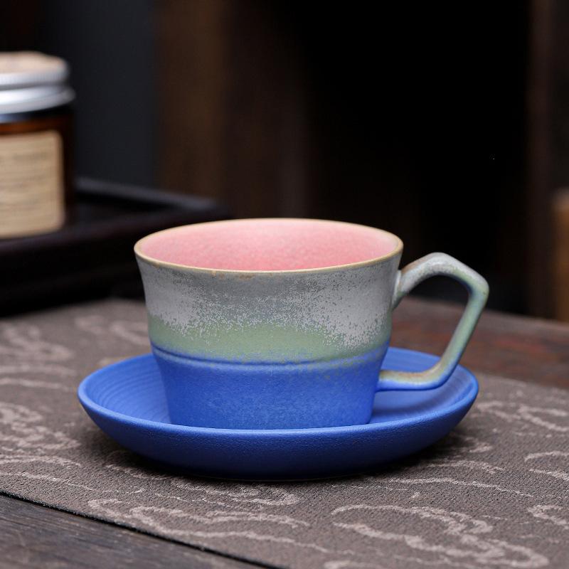 120ml Ceramic Coffee Cup And Dish Set High Beauty Gradient Colors Homestay Restaurant Flower Cup Creative Retro Milk Water Cup