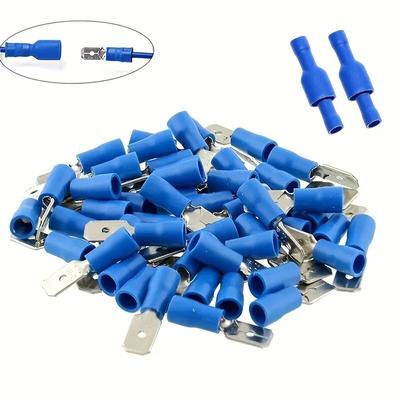 100 Pcs/50 Pairs Female/Male Spade Connectors 16-14 AWG Spade Quick Disconnect Connectors Insulated Spade Wire Crimp Terminal