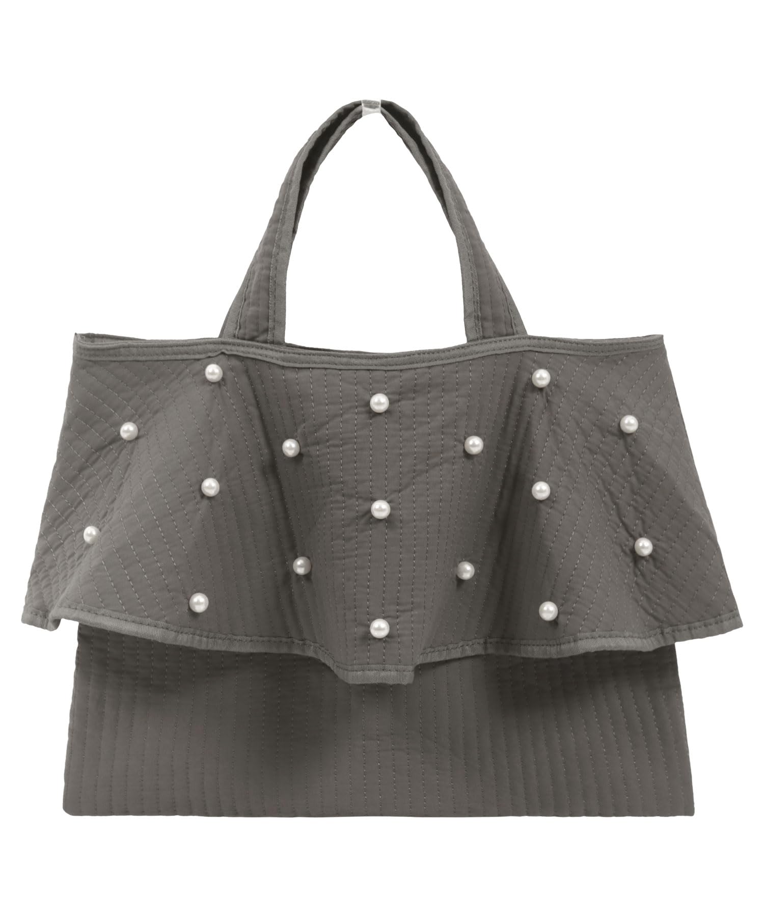 

Ruffle Nubi Bag Pearl Bag Tote Bag Sub Bag Quilting M Charcoal [Kobe Lettuce] Women s Mother s [B1585] деревне вугілля