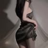 Sexy Women Babydoll Bright Silk See-through Deep V Neck Lace Up Slit Nightgown Suitable for Ladies Nightgown