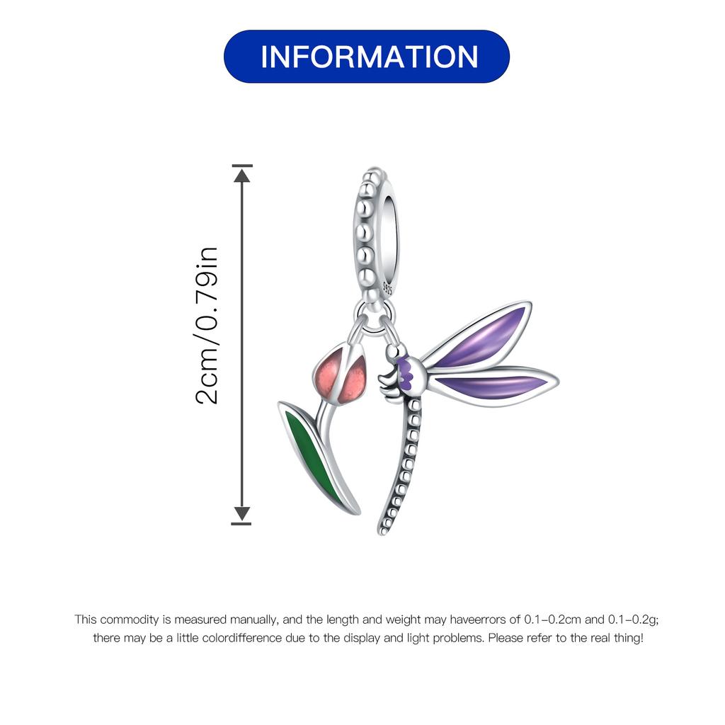 Original Copper Charms Luxury Tulip Dragonfly Insect Pendant Beads Fit Bracelet Diy Women Making Delicate Gift