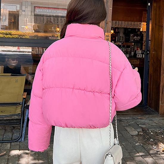Baumwolljacke Damen Kurzstil Stehkragen Verdickte Daunen-Baumwolljacke Damen Koreanische Version Brotjacke Studenten Baumwolljacke Jacke