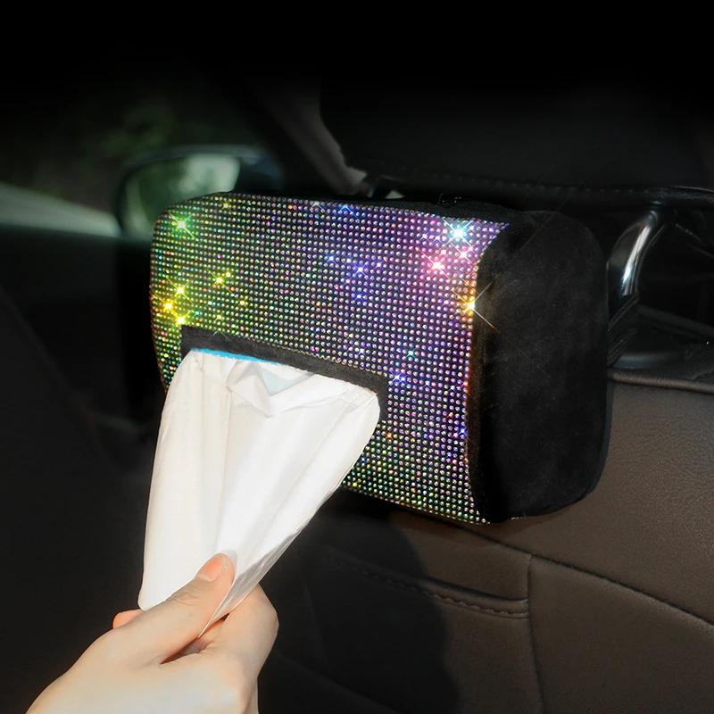 Strass Auto Taschentuchhalter Leder Auto Rücksitz Kopfstütze Hängender Taschentuchboxhalter Mehrzweck Taschentuchpapier Autozubehör
