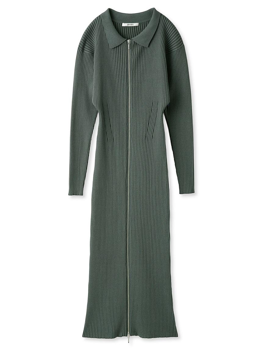 

Snidel Sustaina Front Zip Knit Dress SWNO235065 GRN Women s