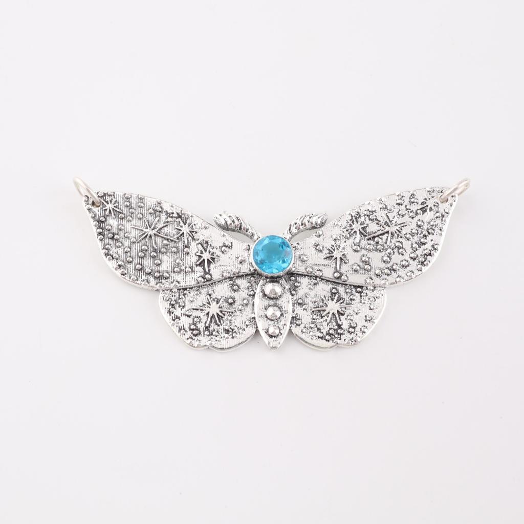 Swiss Blue Topaz Gemstone 925 Sterling Silver Jewelry Pendant 0.7" Gift For Mom CP-35-10