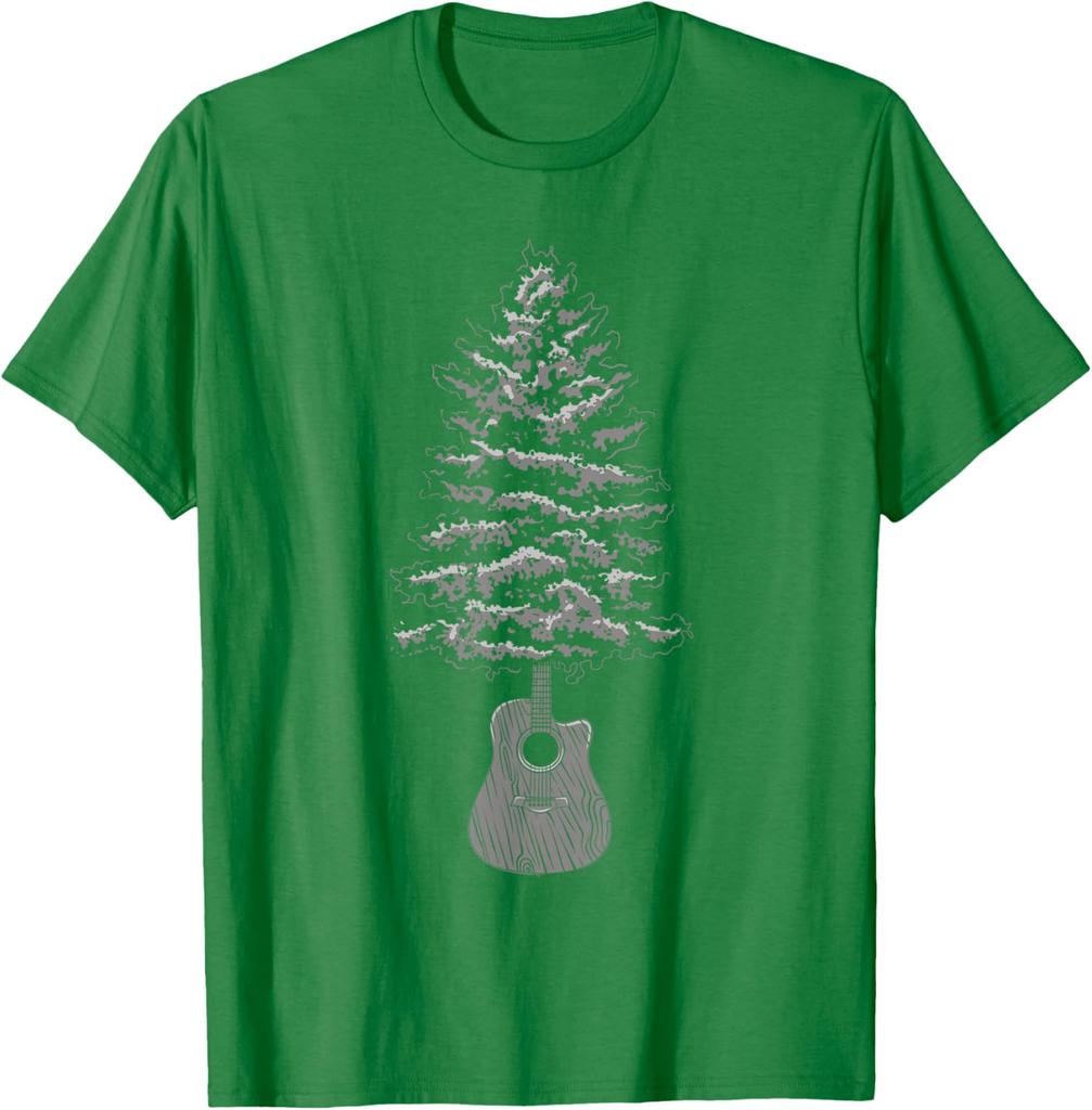 Acoustic Guitar Tree Music Lover Graphic Tee Men's Casual Cotton T-Shirt Outdoor Trip