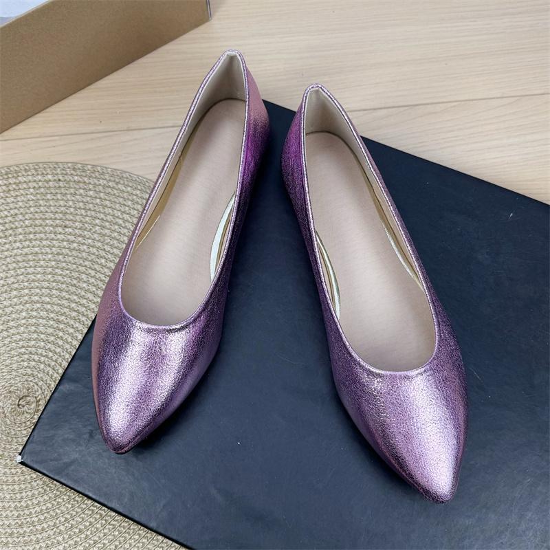 

Fashion Flat Shoes for Women 2025 Spring and Autumn New Silver Women s Ladies Shoes Pointed Toe Plus Size Casual Women s Shoes 33 светло-фиолетовый
