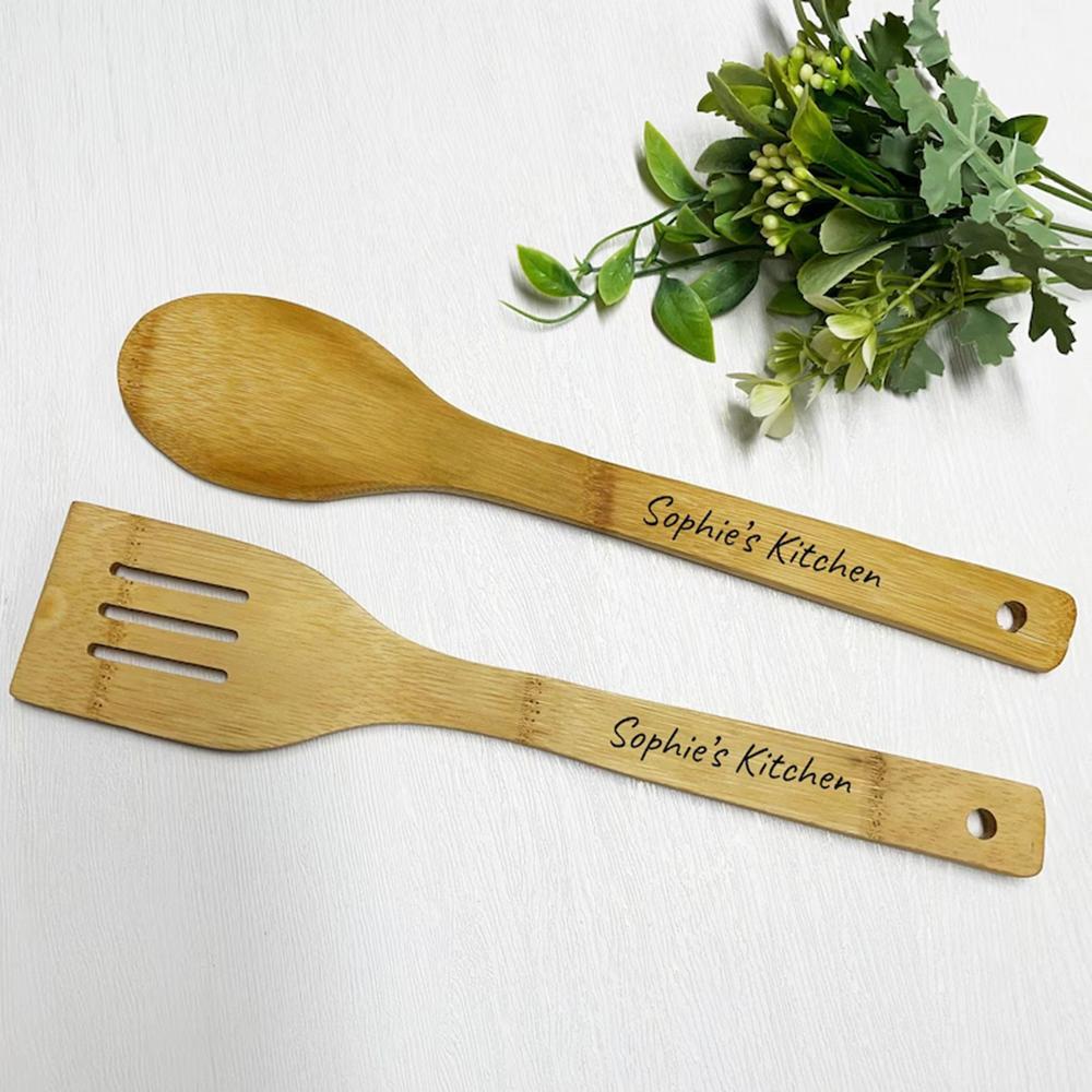 Personalized Wooden Spoon and Spatula Wedding Housewarming Gift Kitchen Utensil Birthday Mother's Day Christmas Cooking Supplies