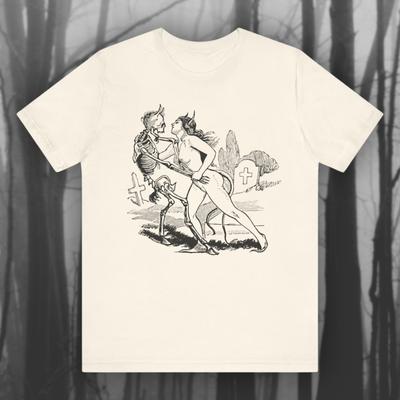 Čarodějnická svůdná kostra Martin Van Meir Umění Vintage Voodoo Tričko, Tajemné Tričko Gotická Móda Unisex Tričko s Krátkým Rukávem