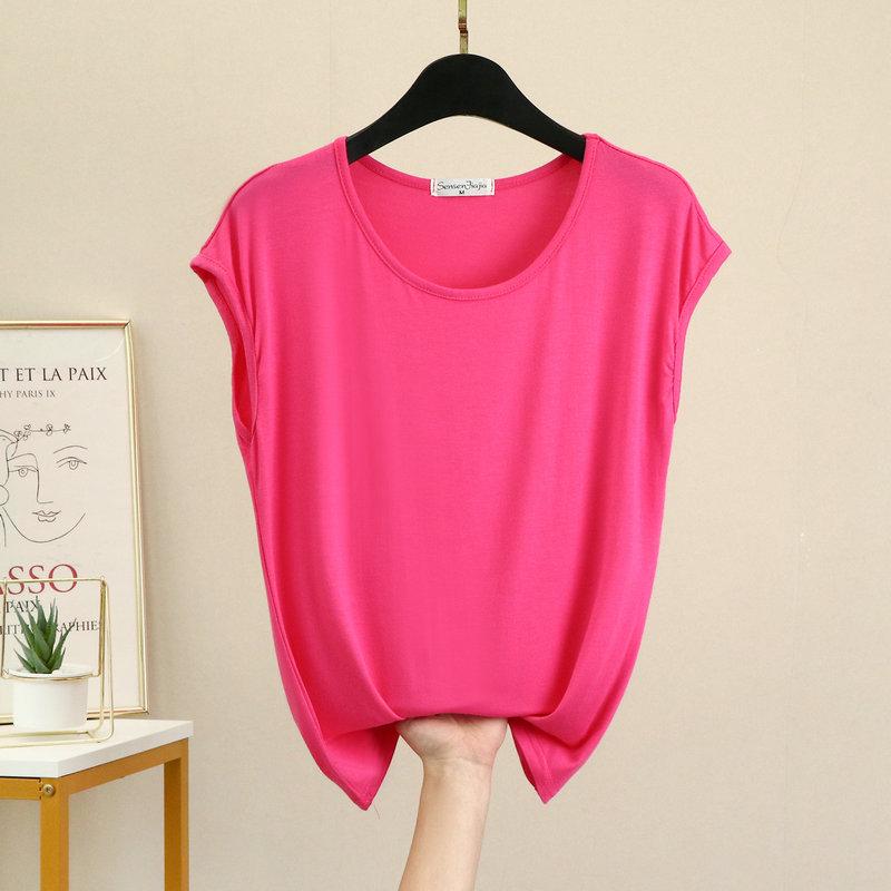 Women's Summer Loose Modal Sleeveless Round Neck Top - Solid Color, Large Size, Thin Home Vest