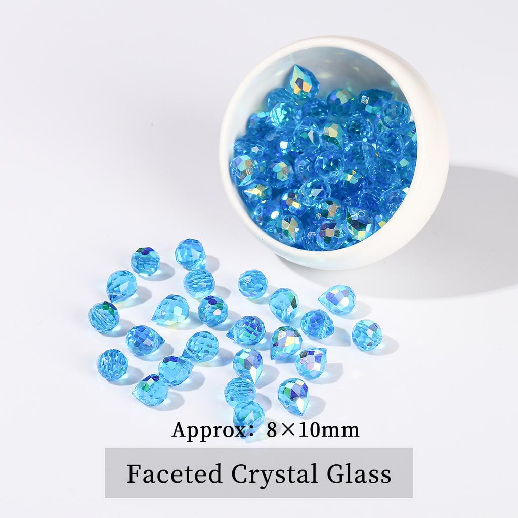 50 Pcs/lot Colorful Glass Crystal Bead AB Color Faceted Shiny Water Drop Bead for Jewelry Making DIY Necklace Earrings Accessory