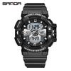 Sanda Men's Dual Display Waterproof Sports Watch: Multifunctional, Luminous, Fashionable, and Versatile for Outdoor Activities.