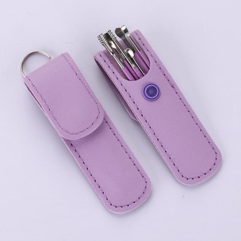 6-Piece Spiral Earwax Cleaner Set with Leather Case
