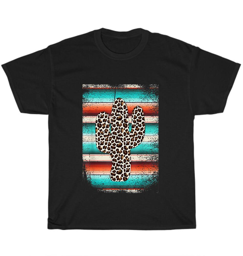 

Funny Leopard Cactus Serape Cactus Print Turquoise T-Shirt Unisex Tee Gift NEW 4XL
