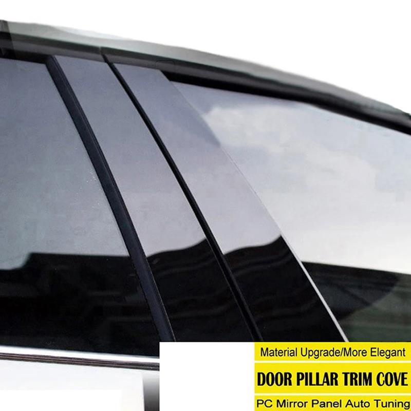 6pcs/set Glossy Black Pillar Posts Window Door Moulding Trim Cover Exterior Accessories For Land Rover Defender (L663)2020-2023