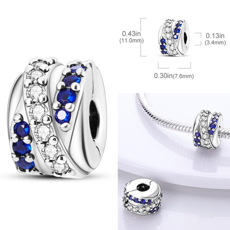 Fit Bangle Bracelet 925 Silver Clasp Charms Beads Inlaid Zirconium Daisy CZ Pave Clover Clip For DIY Jewelry