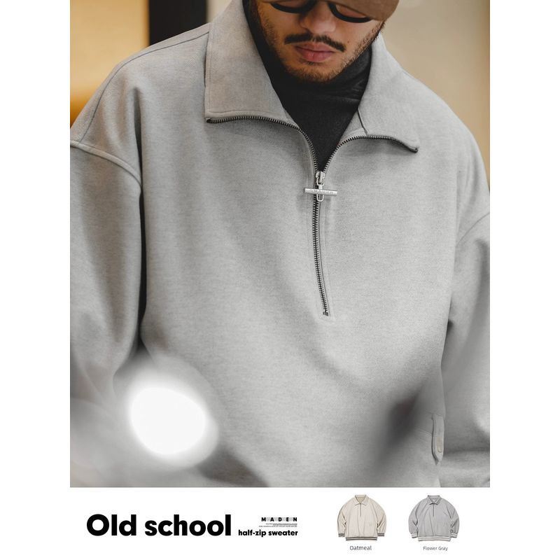 Madden Retro Half Zipper Sweatshirt College Pullover Parka