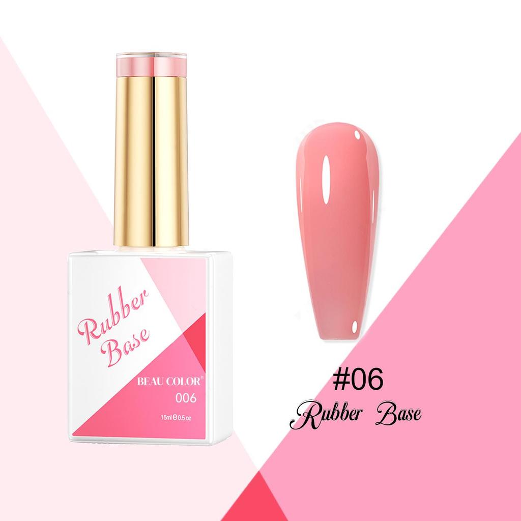 BEAU COLOR 15ml High Toughness 12colors Rubber Base Gel Nail Polish Nude Pink Effect Color Nail Art UV/LED Semi Permanent Gel Polish