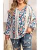Azura Exchange Printed Split Neck Blouse