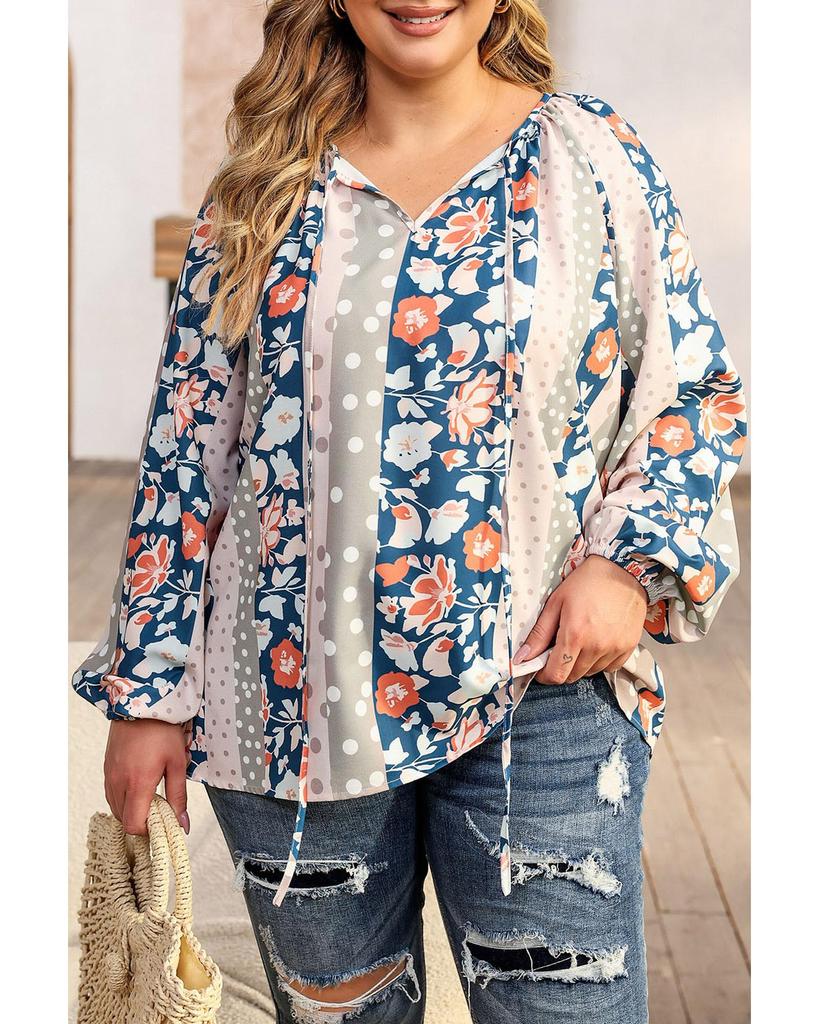 Azura Exchange Printed Split Neck Blouse