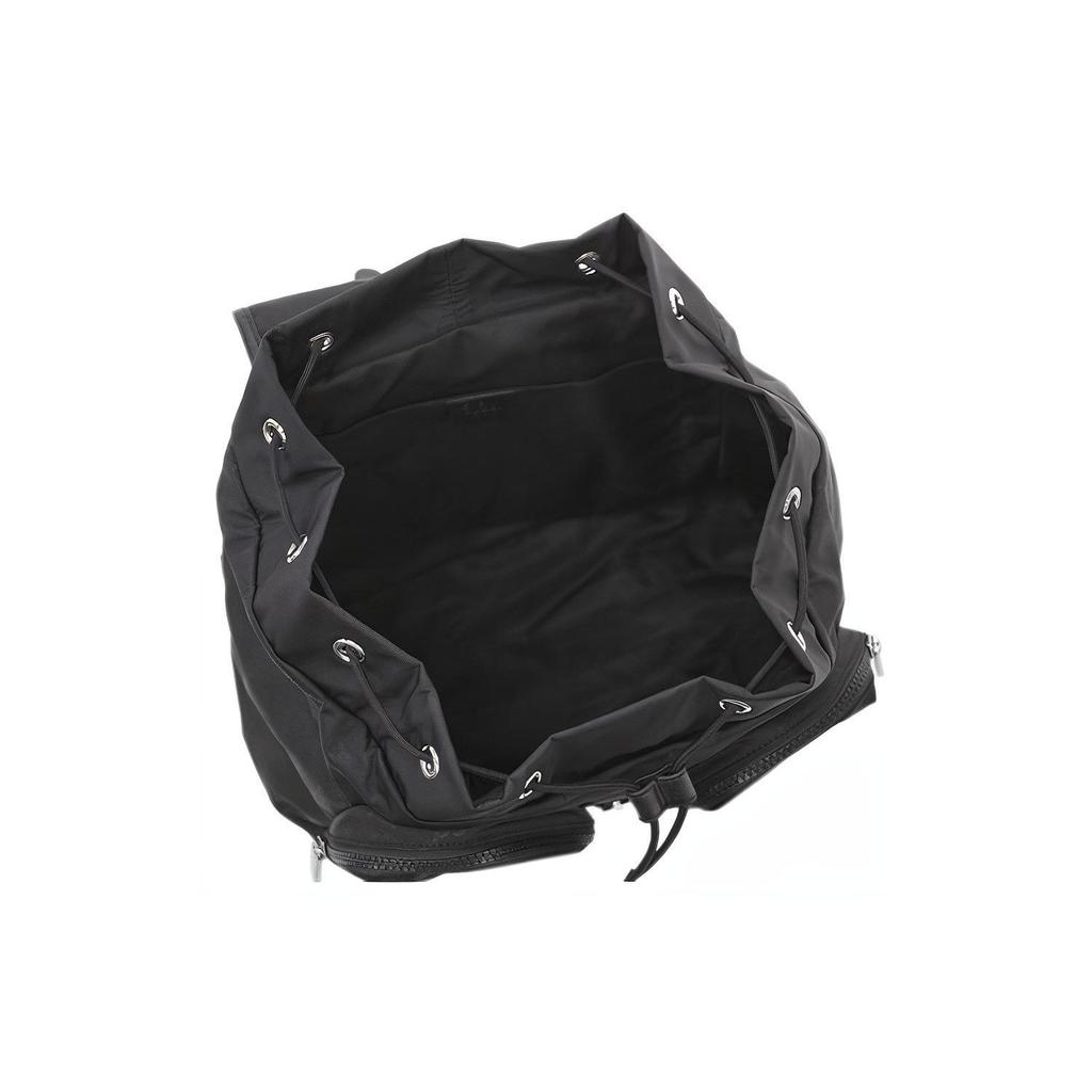 Gucci GG Nylon Leather Trim Medium Backpack In Black For Unisex Daily Use