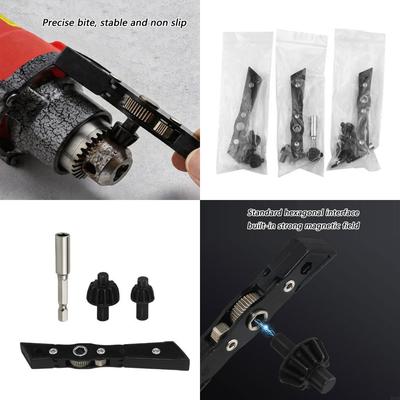 Reversible Ratchets Wrench Set With 3 Gear Heads For Power Drill Chucking Tightening And Loosening M4YD
