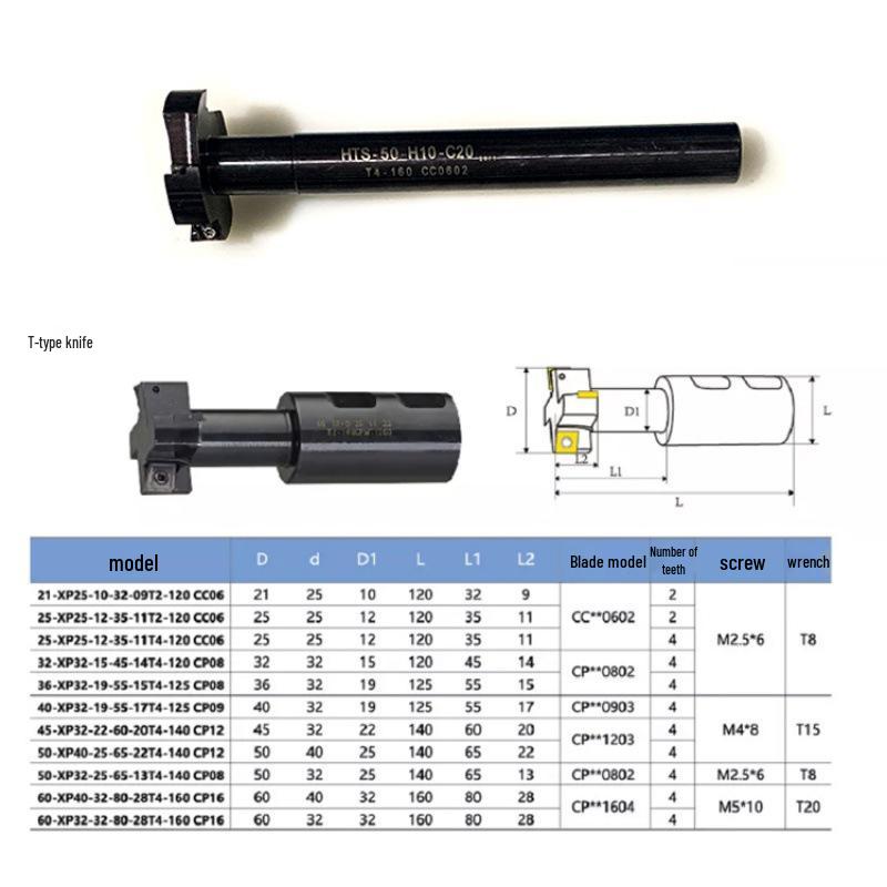 CNC Three-Sided Face & T-Slot End Mill Holder, Straight Shank ATS-C32/40/50*14*18*22