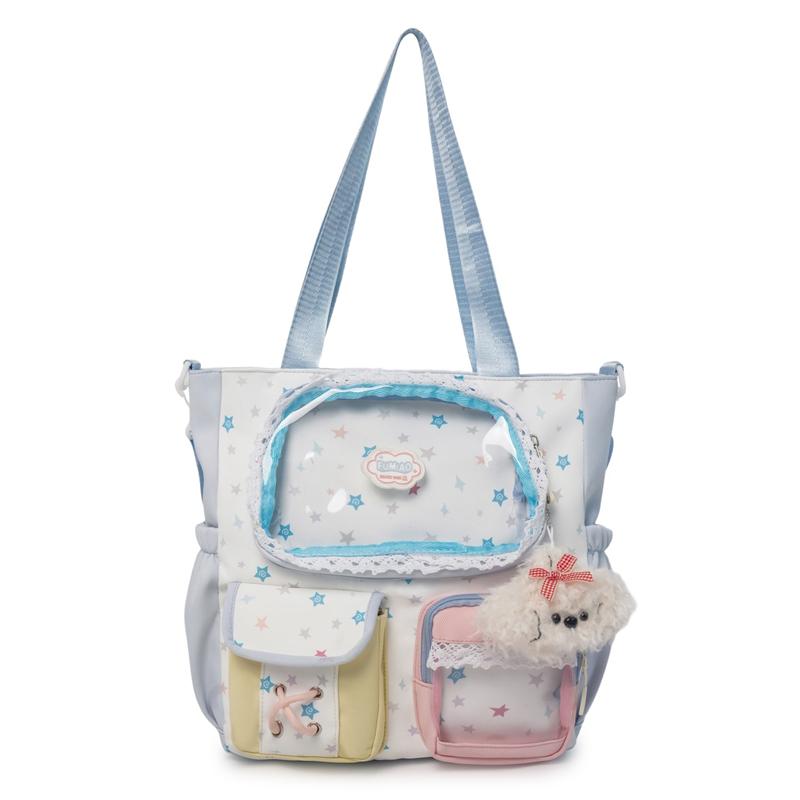 Women's Contrast Shoulder Bag Stars Print College Style Crossbody Bag