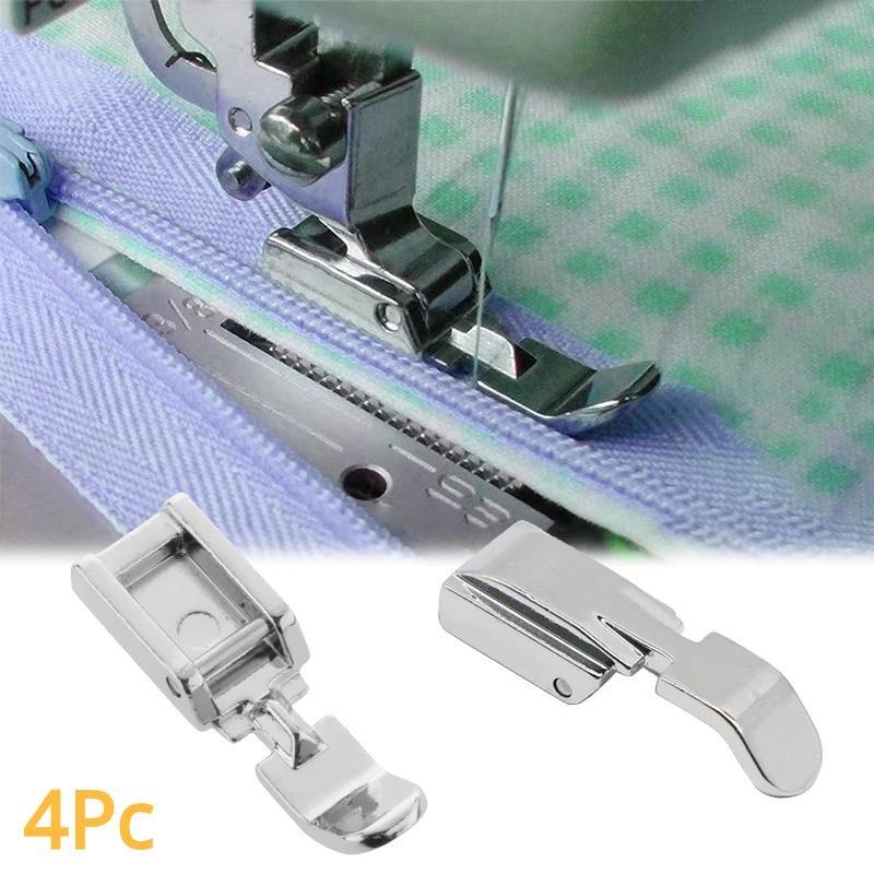 

4 шт. Односторонняя лапка для молнии для домашнего использования с лапкой для вшивания молнии Швейная машина Швейные принадлежности