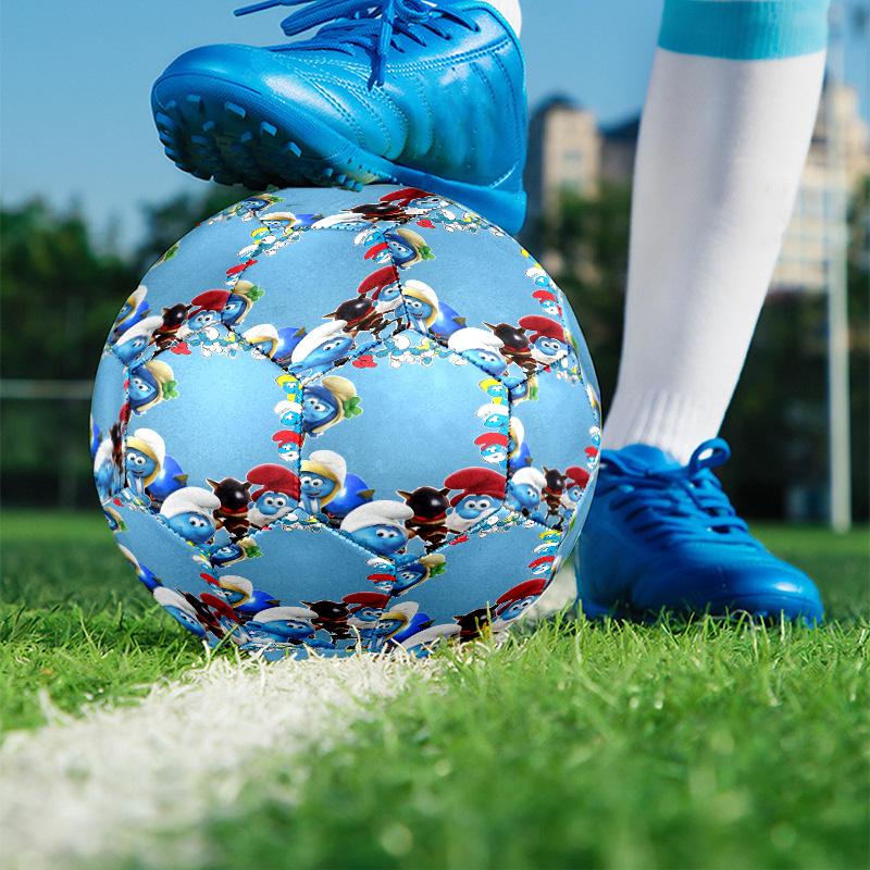 Blue Smurfs Print Size 5 Soccer Ball, PU Wear Resistant Football for Match Training and Daily Practice, Birthday Gift for Soccer Fans