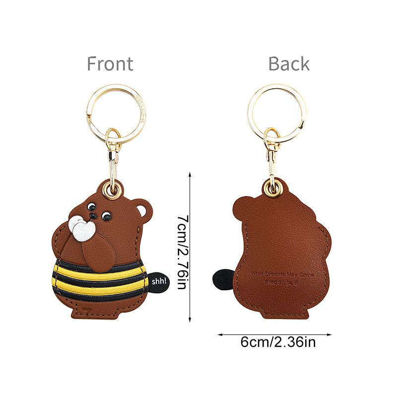 

1PC Animal Theme Accessories Bag Pendant Durable Access Card Holder Cartoon Key Pendant Cute Key Storage Gift Multicolor B жовтий/кавовий