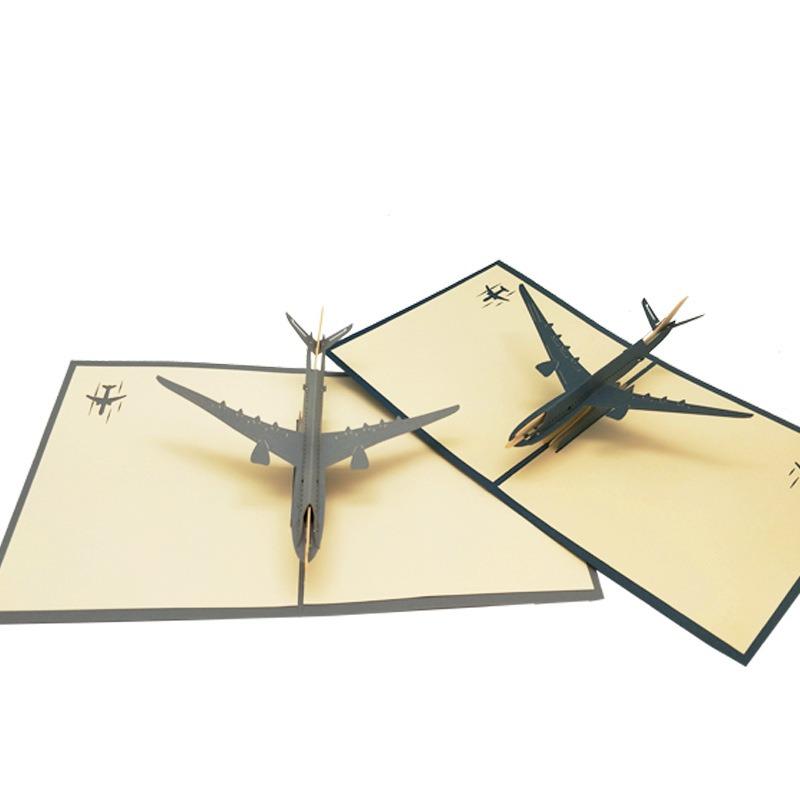 1PC 3D Foldable Airplane Greeting Card Paper Carving Cards Model Decorations Festival Gathering Supply Tourist Birthday Gift ZYF