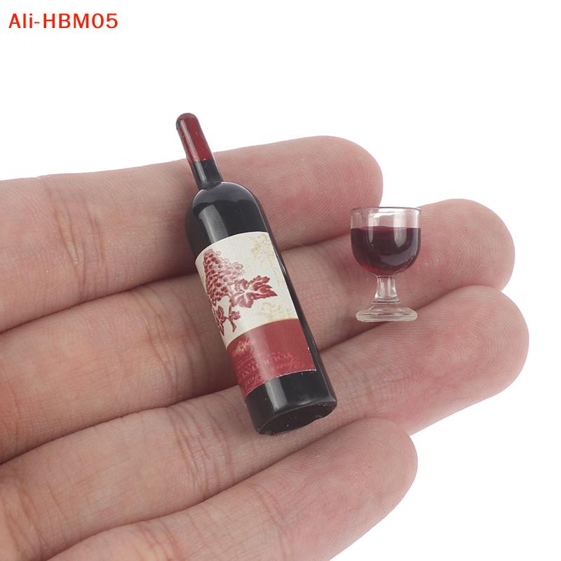 (Hb05)3Pcs/Set 1/12 Dollhouse Miniature Simulation Wine Bottle Wine Glass Model Toys