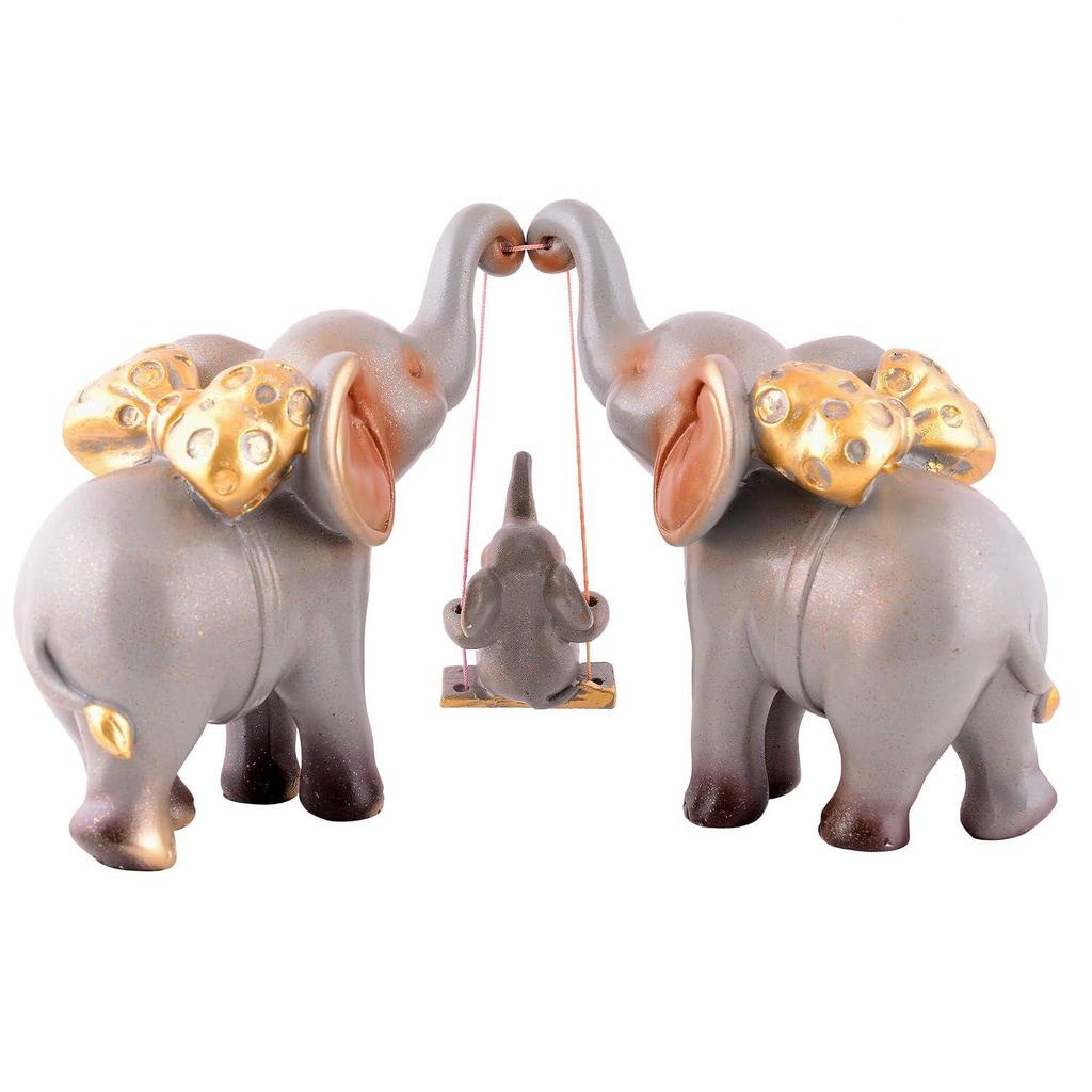 zart Decorative Elephant Family Showpiece Home