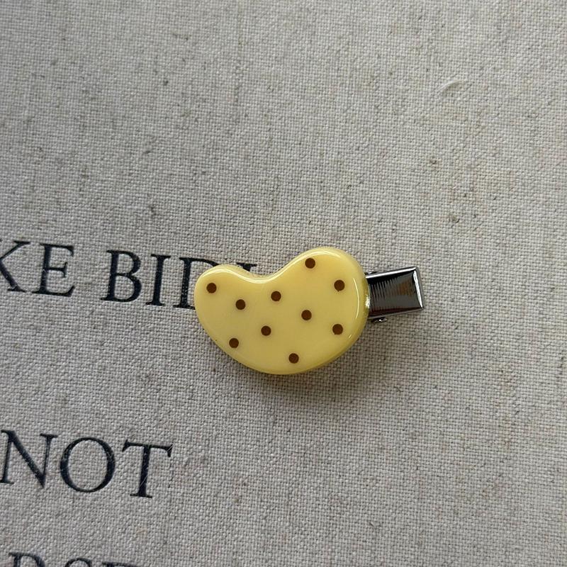 2Pcs Female Korean Simple Versatile Bangs Hair Clip Hairpin Cute Fresh Hair Accessories Cheese Yellow Polka Dot Duck Bill Clip