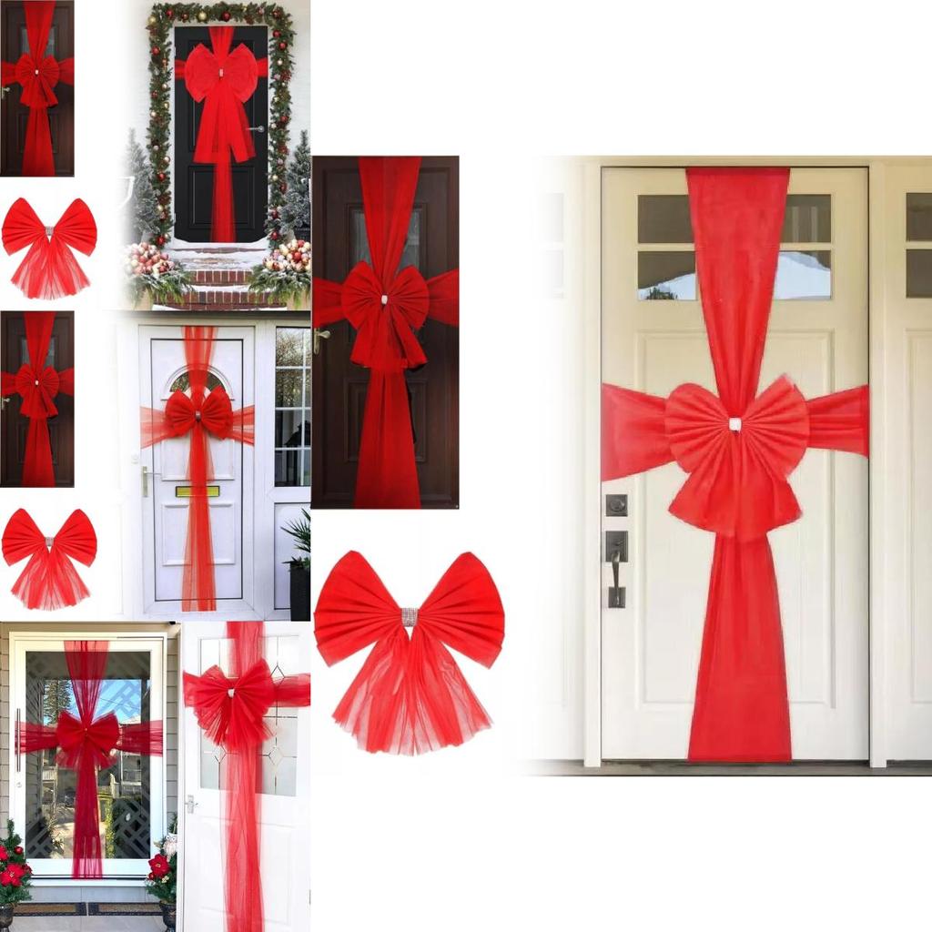 Luxurious Red Christmas Traditional Double Layer Bow Door Decoration For Holiday Festivities