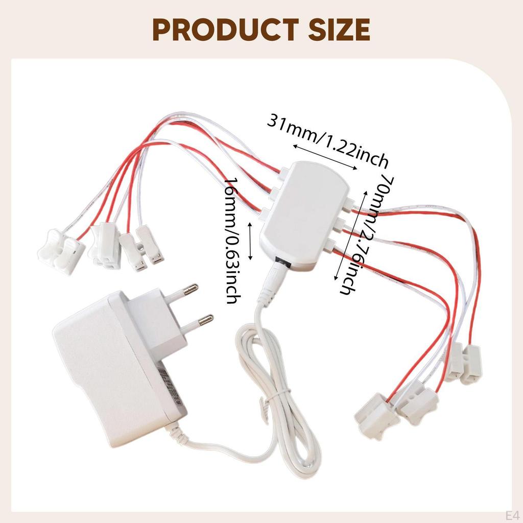 3V 2A Power Supply Multi Ports Cable for Miniature Model Lights Layout 12