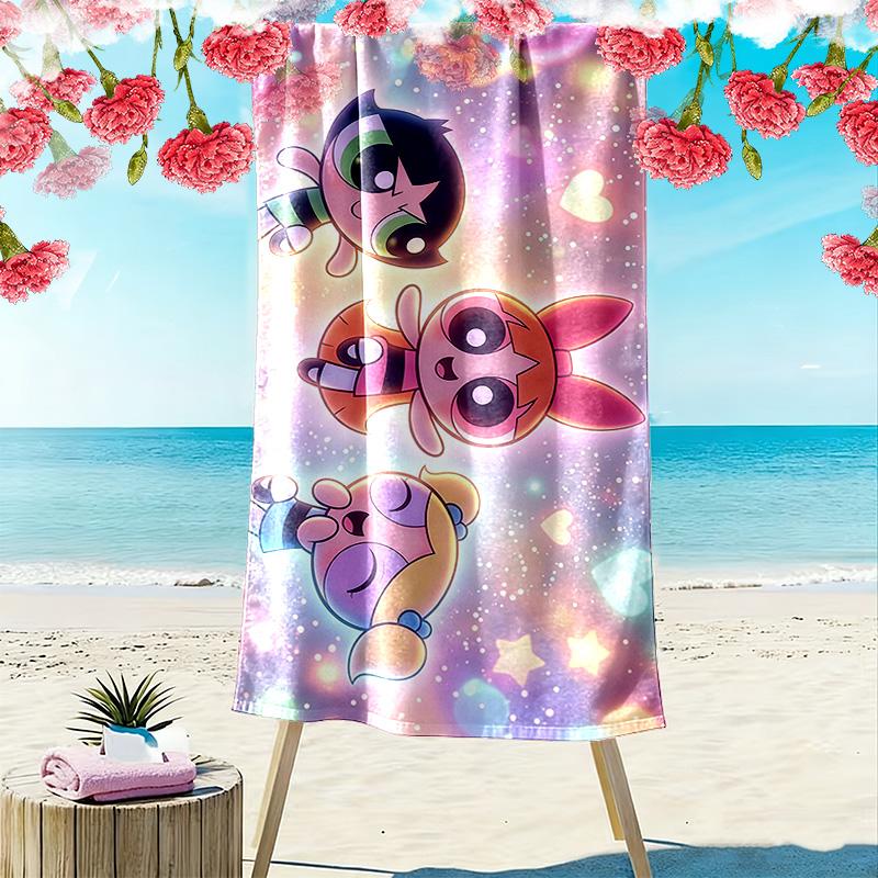 The Powerpuff Girls Print Beach Towel, Large Soft Quick Dry Towel for Beach Camping Swimming