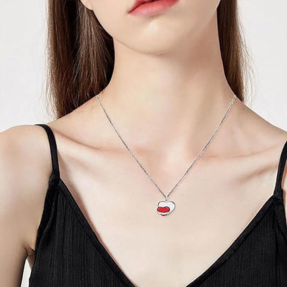 

Valentine s Day Heart Splicing Pendant Heart Shape Couples Necklace Gift Heart Necklace