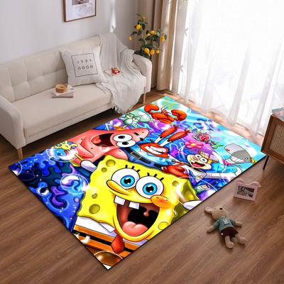 Cartoon Underwater Party Rug with Colorful Characters Suitable for Use As an Anti-slip Game Mat for Living Room and Bedroom Sofas