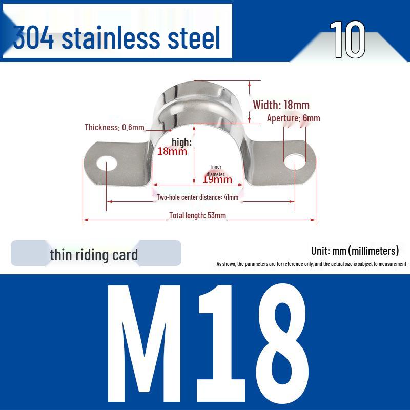 304 Stainless Steel U-Bolt Pipe Clamp Bracket - Pipe & Hose Clip Snap-on Hoop