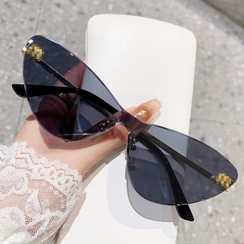 Frameless Trimmed Sunglasses Letter M Mijia Sunglasses Gradual Change Color Cat Glasses